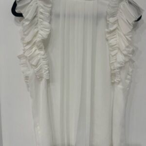 White House Black Market Ivory Ruffled Blouse New Without Tags